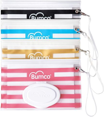 Bumco Reusable Travel Baby Wipes Case and Refillable Dispenser (Black) | Airtight refillable container keeps wet wipes moist. Portable diaper bag organizer and carrying clutch. Unique baby gift. in Saudi Arabia