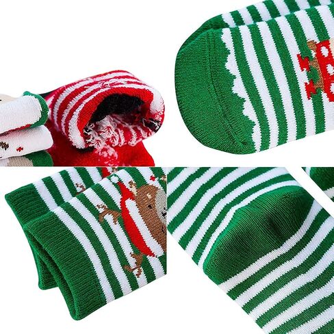 Ehdching 6 Pack Baby Toddler Christmas Socks Fleece Lined Fuzzy Holiday Cartoon Children's Socks Kids in Saudi Arabia