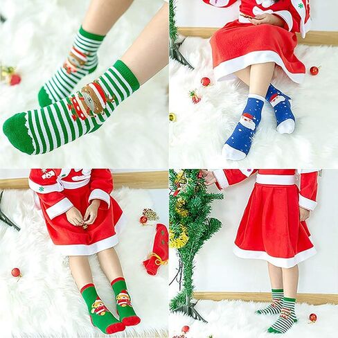 Ehdching 6 Pack Baby Toddler Christmas Socks Fleece Lined Fuzzy Holiday Cartoon Children's Socks Kids in Saudi Arabia