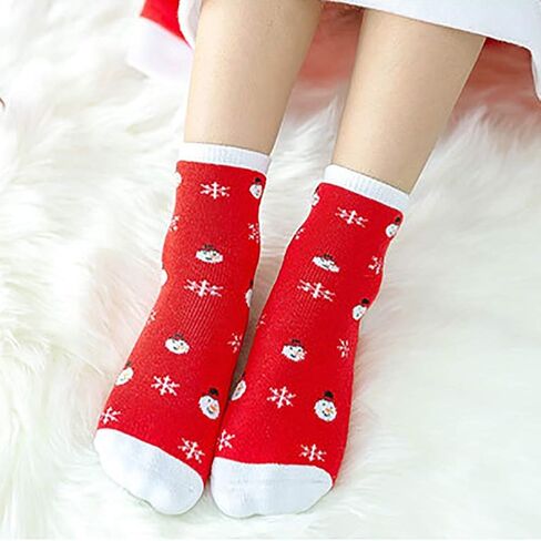 Ehdching 6 Pack Baby Toddler Christmas Socks Fleece Lined Fuzzy Holiday Cartoon Children's Socks Kids in Saudi Arabia