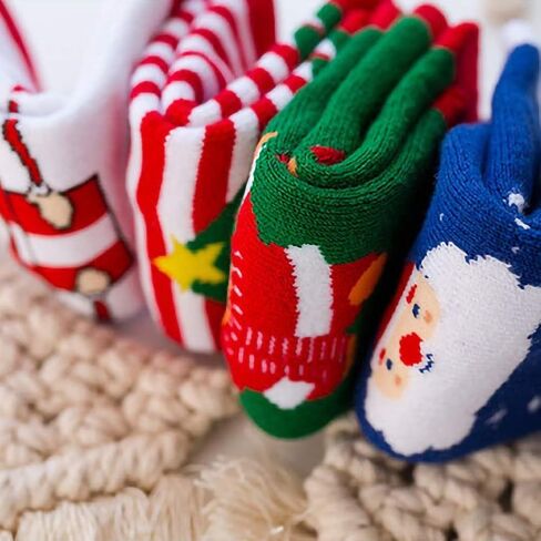 Ehdching 6 Pack Baby Toddler Christmas Socks Fleece Lined Fuzzy Holiday Cartoon Children's Socks Kids in Saudi Arabia