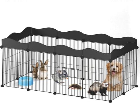 ان اي هوم قفص لعب للحيوانات الاليفة، قفص للحيوانات الصغيرة مع باب، سياج معدني فاخر للحيوانات الصغيرة للجراء والقطط الصغيرة والارانب والقنفذ والخنازير الغينية والقطط (48 انش × 24 انش × 20 انش، 12 لوح، in Kuwait