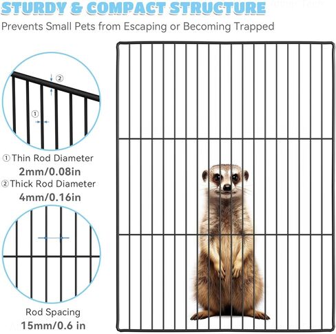 ان اي هوم قفص لعب للحيوانات الاليفة، قفص للحيوانات الصغيرة مع باب، سياج معدني فاخر للحيوانات الصغيرة للجراء والقطط الصغيرة والارانب والقنفذ والخنازير الغينية والقطط (48 انش × 24 انش × 20 انش، 12 لوح، in Kuwait