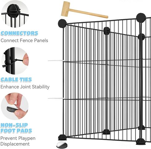 ان اي هوم قفص لعب للحيوانات الاليفة، قفص للحيوانات الصغيرة مع باب، سياج معدني فاخر للحيوانات الصغيرة للجراء والقطط الصغيرة والارانب والقنفذ والخنازير الغينية والقطط (48 انش × 24 انش × 20 انش، 12 لوح، in Kuwait