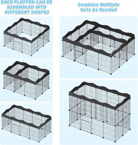 ان اي هوم قفص لعب للحيوانات الاليفة، قفص للحيوانات الصغيرة مع باب، سياج معدني فاخر للحيوانات الصغيرة للجراء والقطط الصغيرة والارانب والقنفذ والخنازير الغينية والقطط (48 انش × 24 انش × 20 انش، 12 لوح، in Kuwait