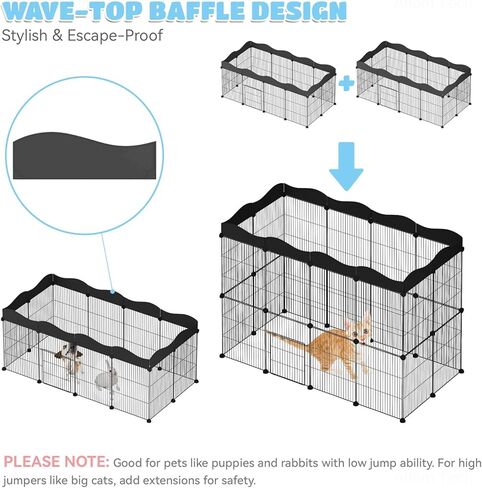 ان اي هوم قفص لعب للحيوانات الاليفة، قفص للحيوانات الصغيرة مع باب، سياج معدني فاخر للحيوانات الصغيرة للجراء والقطط الصغيرة والارانب والقنفذ والخنازير الغينية والقطط (48 انش × 24 انش × 20 انش، 12 لوح، in Kuwait