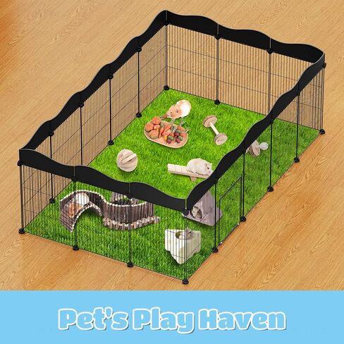 ان اي هوم قفص لعب للحيوانات الاليفة، قفص للحيوانات الصغيرة مع باب، سياج معدني فاخر للحيوانات الصغيرة للجراء والقطط الصغيرة والارانب والقنفذ والخنازير الغينية والقطط (48 انش × 24 انش × 20 انش، 12 لوح، in Kuwait