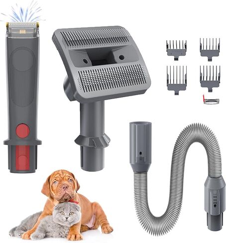 ZALBYUY Dog Grooming Vacuum Attachment Kit, Pet Grooming Tool Kit for Dyson  V7 V8, Conductive Hose, Comb, Limit Comb, Pet Dog Grooming Brush, Pet Hair Remover in Kuwait