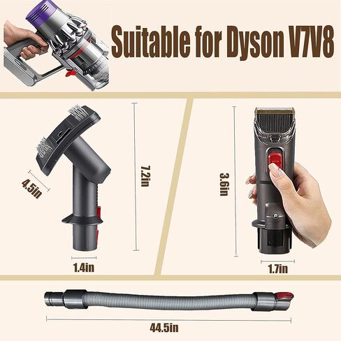 ZALBYUY Dog Grooming Vacuum Attachment Kit, Pet Grooming Tool Kit for Dyson  V7 V8, Conductive Hose, Comb, Limit Comb, Pet Dog Grooming Brush, Pet Hair Remover in Kuwait