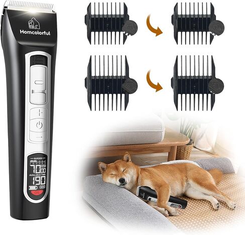 Homcolorful Dog Grooming Clippers,5 Adjustable Speeds,Dog Hair Trimmer Cordless,LED Display,Dog Grooming Kit,Dog Clippers for Thick Coats,Suitable for Dog,Cat and Other Pet in Kuwait