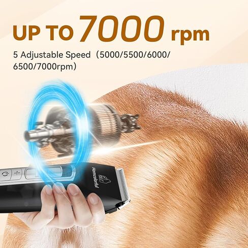 Homcolorful Dog Grooming Clippers,5 Adjustable Speeds,Dog Hair Trimmer Cordless,LED Display,Dog Grooming Kit,Dog Clippers for Thick Coats,Suitable for Dog,Cat and Other Pet in Kuwait