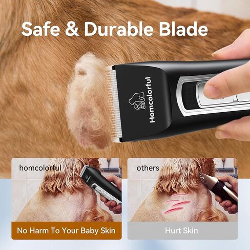 Homcolorful Dog Grooming Clippers,5 Adjustable Speeds,Dog Hair Trimmer Cordless,LED Display,Dog Grooming Kit,Dog Clippers for Thick Coats,Suitable for Dog,Cat and Other Pet in Kuwait