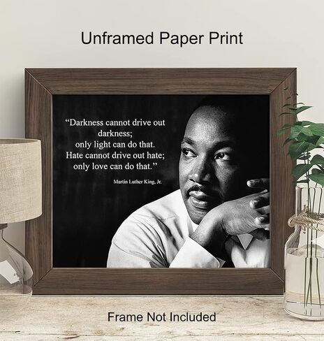طباعة فنية جدارية باقتباس Darkness من Martin Luther King Jr. - جاهزة لتأطير الصورة (8X10) - ديكور المنزل - تمثل هدية تعليمية رائعة للمدارس والمعلمين - MLK ملهمة وتحفيزية in Kuwait