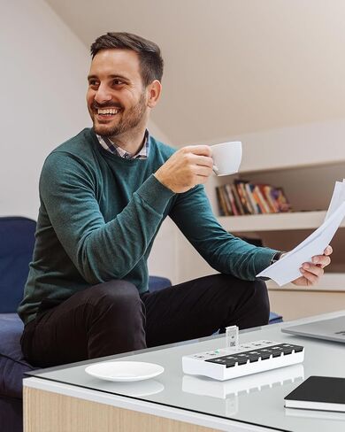 PULIV Large Pill Organizer 2 Times a Day, Weekly Pill Box, AM PM Pill Case in White & Black for Visual Date Indication, Easy to Use Medicine Organizer to Hold Vitamins, Supplements, Fish Oils in Kuwait