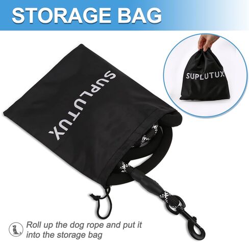 مقود الكلاب SuplutuX بطول 6 أقدام | مقود الكلب بمقبضين | مقابض مبطنة مريحة | متين | خياطة عاكسة | مقود للكلاب بمقبض مزدوج للكلاب الكبيرة والمتوسطة والصغيرة (6 أقدام) باللون الأسود in Kuwait