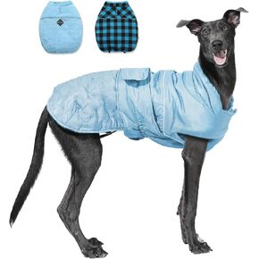 PAWZ Road Dog Winter Coat with 5 Layers Warm Material, Reversible Dog Clothes with 2 Sides, Dog Jacket Outdoor Water Repellent, (Blue Plaid 2XL) in Kuwait
