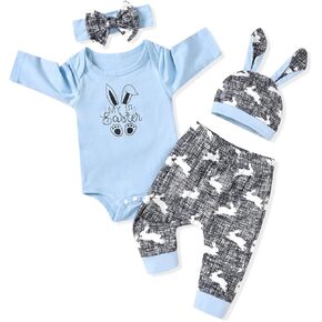 Aalizzwell Neutral Newborn Infant Baby Easter Outfit with Hat Headband
