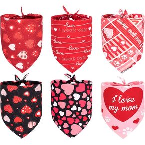 Whaline 6 Pack Valentine's Day Dog Bandanas, Triangle Heart Love Bibs Scarf, Valentine Adjustable Neckerchief, Washable Kerchief for Dogs Cats Pets in Saudi Arabia
