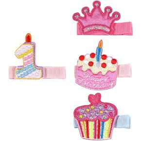 Baby Birthday Hair Clips Pin Birthday Girls Hairclips Cake Crown Girls Hairpin JBC34 (1 Year) in Kuwait