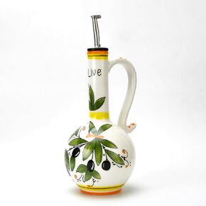 Ceramic Olive Oil Dispenser Bottle 15oz, Hand Painted Olive Oil Bottles for Kitchen, Decorative Stoneware Olive Oil Cruet with Stainless Steel Spout for Oils, Vinegar, Coffee Syrups, Sauces in Saudi Arabia