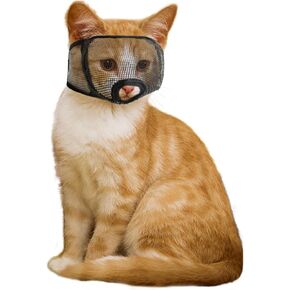 كمامة وينتشوك للقطط لتقليم الأظافر مع شبكة ناعمة مغطاة، تمنع المضغ (XS، أسود) in Kuwait