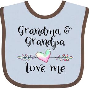 inktastic Grandma and Grandpa Love Me- Heart Grandchild Baby Bib