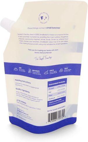 مرق العظام الثابت على الرف للحيوانات الأليفة من سمولباتش، 3 عبوات، 16 أونصة سائلة لكل كيس (إجمالي 48 أونصة سائلة)، وصفة لحم الغزال، غطاء علوي للكلاب والقطط in Kuwait