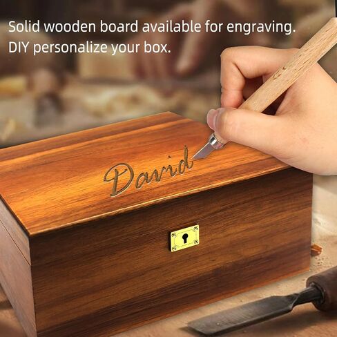 Wooden Storage Box with Hinged Lid and Locking Key Large Premium Solid Acacia Keepsake Chest Box -Storage Space to Organize Jewelry, Toys, and Keepsakes in a Beautiful Wooden Decorative Box Crate in Saudi Arabia