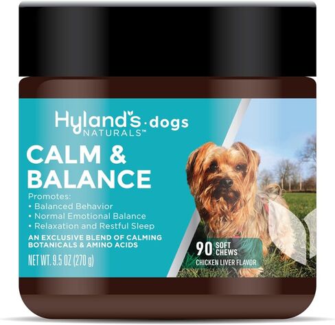 Hyland's Naturals - Dogs - Calm & Balance, 90 Soft Chews, Supports Balanced Behavior, Normal Emotional Balance, Relaxation & Restful Sleep, L-Theanine, GABA & Chamomile, Chicken Liver Flavor in Kuwait