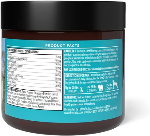 Hyland's Naturals - Dogs - Calm & Balance, 90 Soft Chews, Supports Balanced Behavior, Normal Emotional Balance, Relaxation & Restful Sleep, L-Theanine, GABA & Chamomile, Chicken Liver Flavor in Kuwait