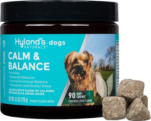 Hyland's Naturals - Dogs - Calm & Balance, 90 Soft Chews, Supports Balanced Behavior, Normal Emotional Balance, Relaxation & Restful Sleep, L-Theanine, GABA & Chamomile, Chicken Liver Flavor in Kuwait