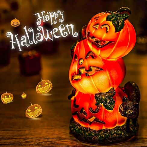 Halloween Pumpkin Music Box State Gifts, Jack-O'-Lantern Gift for Kids Friend Women Son Daughter Battery Operated Pumpkin Sculpture Musical Box with Lighted Melody This is Halloween in Kuwait