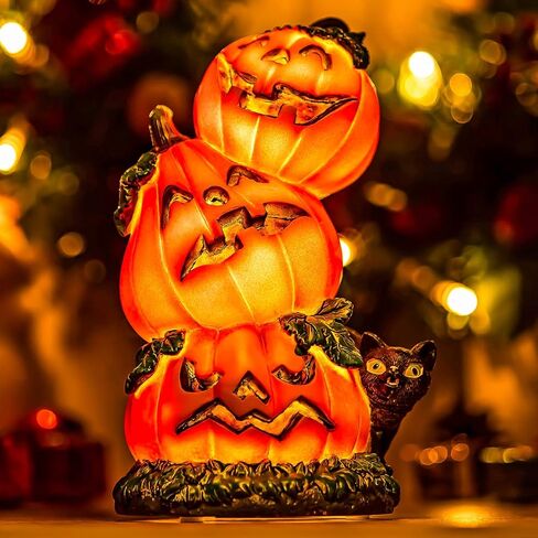 Halloween Pumpkin Music Box State Gifts, Jack-O'-Lantern Gift for Kids Friend Women Son Daughter Battery Operated Pumpkin Sculpture Musical Box with Lighted Melody This is Halloween in Kuwait