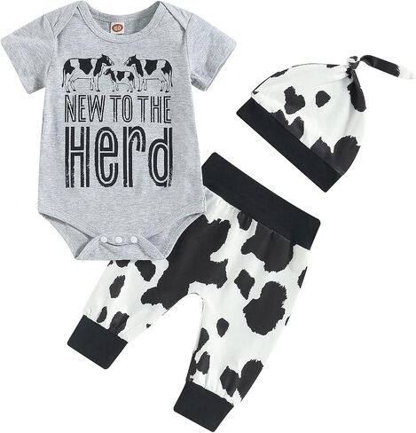 Kayotuas Newborn Baby Boy Girl Clothes Cute Romper Bodysuit and Pants with Hat Western/Ocean 3 Piece Coming Home Outfits in Saudi Arabia