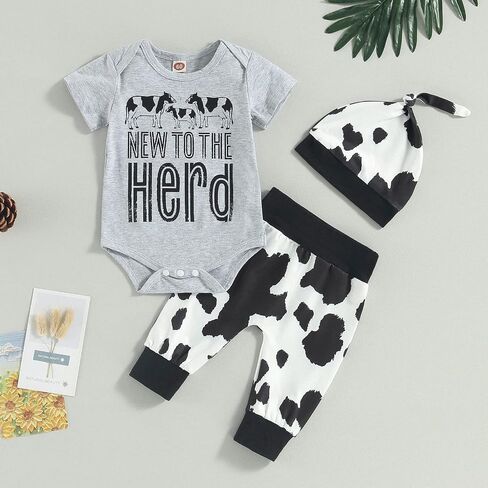 Kayotuas Newborn Baby Boy Girl Clothes Cute Romper Bodysuit and Pants with Hat Western/Ocean 3 Piece Coming Home Outfits in Saudi Arabia