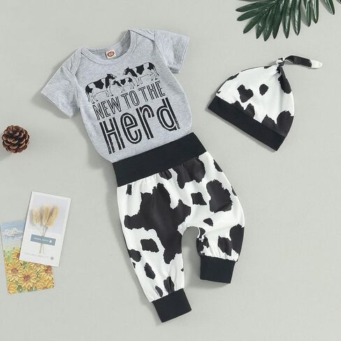 Kayotuas Newborn Baby Boy Girl Clothes Cute Romper Bodysuit and Pants with Hat Western/Ocean 3 Piece Coming Home Outfits in Saudi Arabia
