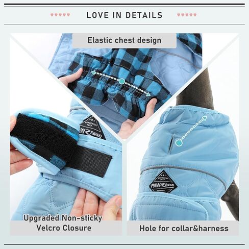 PAWZ Road Dog Winter Coat with 5 Layers Warm Material, Reversible Dog Clothes with 2 Sides, Dog Jacket Outdoor Water Repellent, (Blue Plaid 2XL) in Kuwait