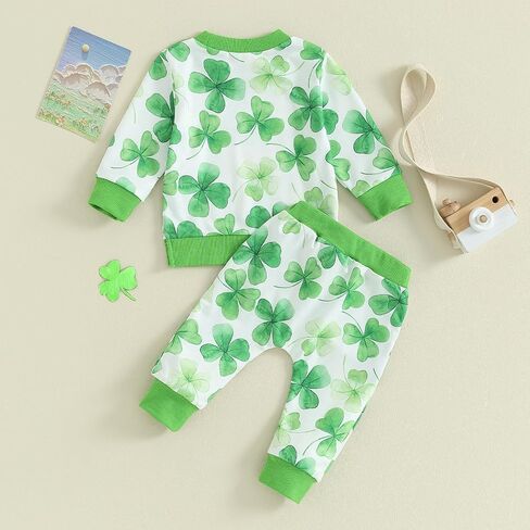 Nokpsedcb Infant Irish Outfits Baby Boy Shamrock Letter Print Sweatshirts and Long Pants 2Pcs St Patricks Day Newborn Clothes in Saudi Arabia