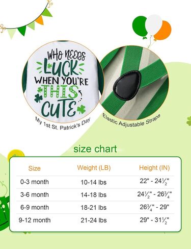 طقم ملابس Queenstyle St Patricks Day Baby Boy رومبير أخضر + سروال الحمالات مع قبعة مكون من 3 قطع in Kuwait