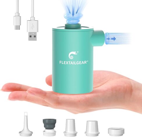 مضخة هواء محمولة FLEXTAILGEAR MAX 2020 مع بطارية 3600 مللي أمبير قابلة لإعادة الشحن عبر USB - نفخ سريع وتفريغ للمراتب الهوائية/ألعاب حمام السباحة في السرير، والعوامات، وحلقة السباحة، وأكياس تخزين المكنسة الكهربائية in Kuwait