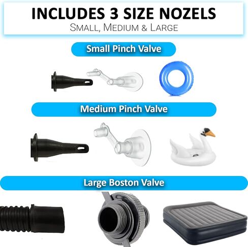 مضخة قدم منفاخ W4W - مضخة رائعة لحمام السباحة القابل للنفخ والأنبوب وسرير مرتبة الهواء تطفو على الماء وتطفو على الماء وما إلى ذلك. - فوهة قابلة للتبديل لخرطوم الأكورديون - سهلة النفخ والتفريغ in Kuwait