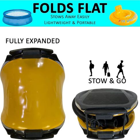 مضخة قدم منفاخ W4W - مضخة رائعة لحمام السباحة القابل للنفخ والأنبوب وسرير مرتبة الهواء تطفو على الماء وتطفو على الماء وما إلى ذلك. - فوهة قابلة للتبديل لخرطوم الأكورديون - سهلة النفخ والتفريغ in Kuwait