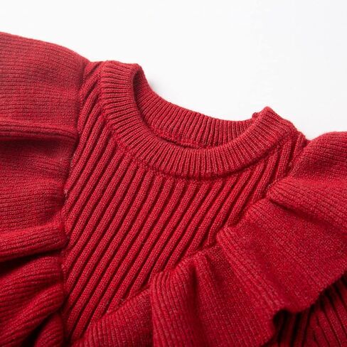 Curipeer Infant Toddler Girls Sweater Dresses Long Sleeve Ribbed Knit Pullover Ruffle Cozy Dress in Kuwait