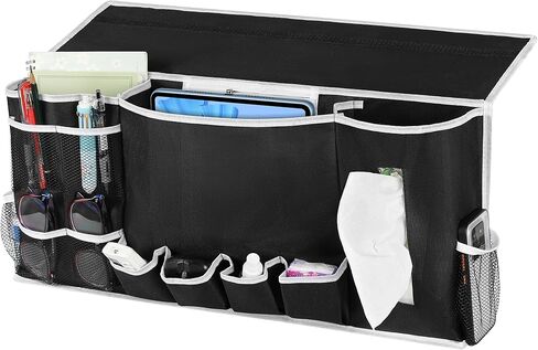 علبة بجانب السرير مكونة من 14 جيبًا من Coastal Rose، علبة تنظيم تخزين بجانب السرير، حقيبة هاتف جانبية للسرير، جيب معلق منظم للسرير لزجاجات المياه والمجلات والهاتف والنظارات، رمادي in Kuwait