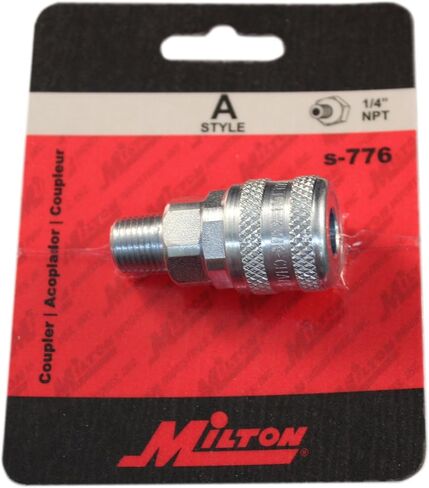 Milton S-776 1/4" MNPT A Style Coupler, Silver in Kuwait