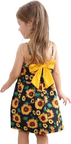 Toddler Summer Dress Dinosaur Spaghetti Strap Backless Sundress Baby Girl Bowknot Birthday Beach Dress in Saudi Arabia