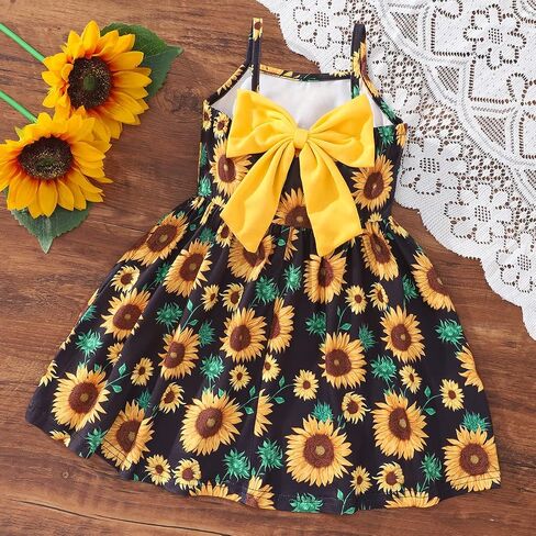Toddler Summer Dress Dinosaur Spaghetti Strap Backless Sundress Baby Girl Bowknot Birthday Beach Dress in Saudi Arabia