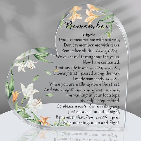 Yookeer Sympathy Gifts Heart Shape Memorial Bereavement Gifts Crystal Acrylic Paperweight Remembrance Decorations Funeral Condolence Memorial Ornaments for Loss of Mother Loved One (Floral Style) in Saudi Arabia