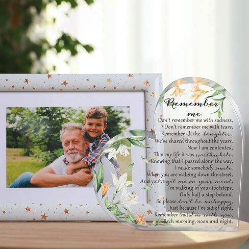 Yookeer Sympathy Gifts Heart Shape Memorial Bereavement Gifts Crystal Acrylic Paperweight Remembrance Decorations Funeral Condolence Memorial Ornaments for Loss of Mother Loved One (Floral Style) in Saudi Arabia