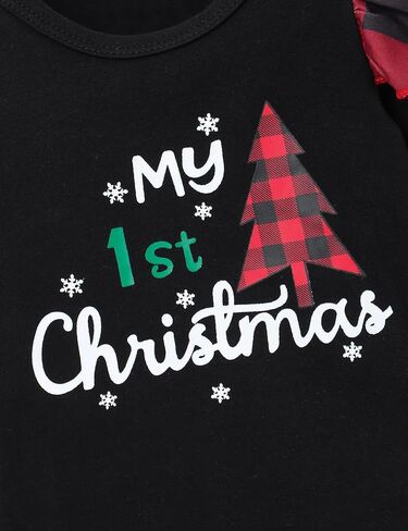 زي طفلة عيد الميلاد الأول بأكمام طويلة، سروال تنورة من التل مع عصابة رأس لعيد الميلاد للأطفال in Kuwait